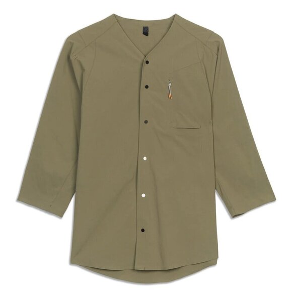 Lululemon Lab Men's Viha Shirt Green Khaki Sz S - Picture 2 of 9